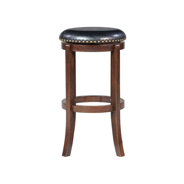 Boraam Cordova Bar Height Backless Swivel Wood Bar Stool, Cappuccino Finish