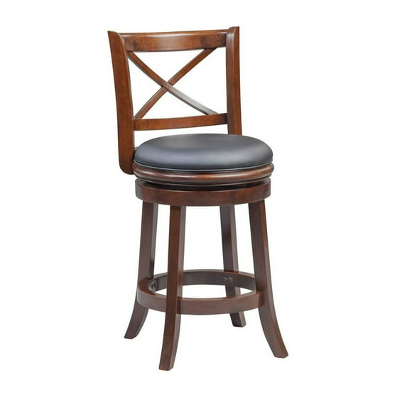 24" Georgia Swivel Hardwood Counter Height Barstool Cappuccino - Boraam: Upholstered, X-Back, 360-Degree