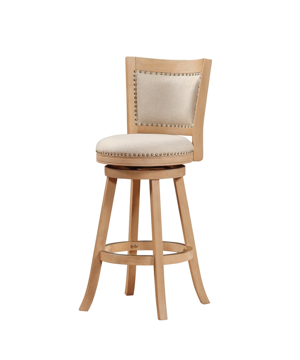Boraam Wood Melrose Bar Stool in Driftwood Cream Wire-Brush and Ivory Finish