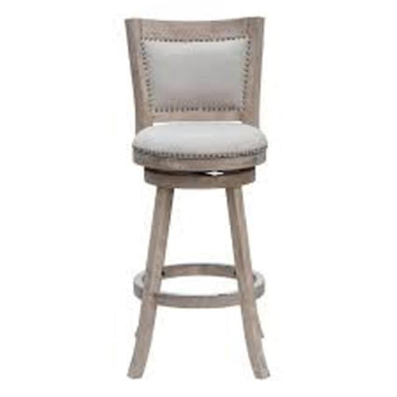 Boraam Wood Melrose Bar Stool in Driftwood Cream Wire-Brush and Ivory Finish
