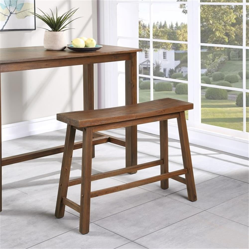 Boraam Wood Sonoma Backless Dining Bench - Chestnut Wire-Brush Finish