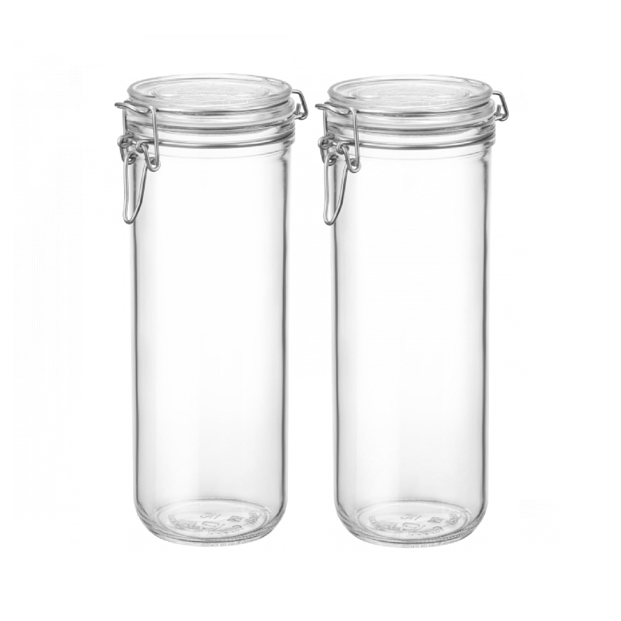 Bormioli Rocco Fido Cylinder 50.75 oz Airtight Jar (Set of 2) - BPA-Free Glass Ingredient Container - Ideal for Canning, Fermentation, Pantry Organization, Kitchen Storage - Dishwasher & Food Safe