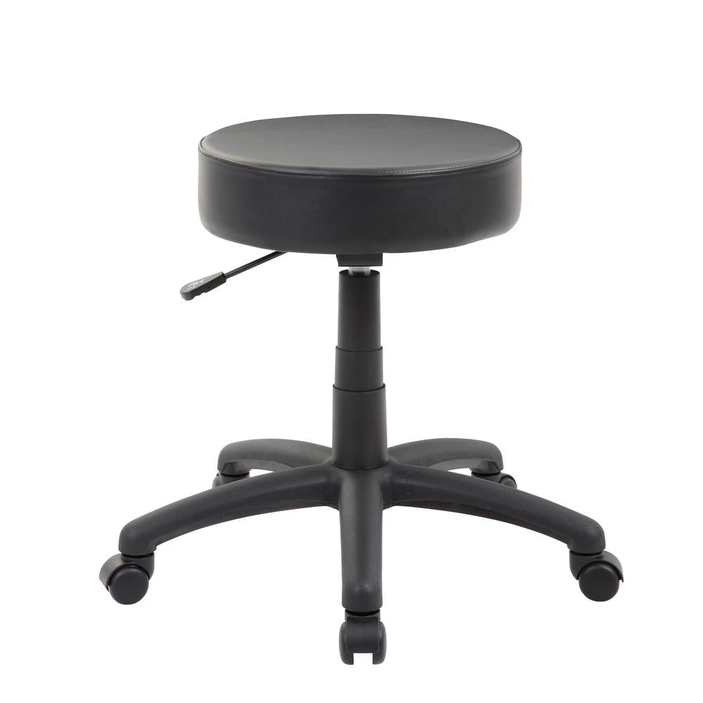 Boss Office Products Dot Faux Leather Swivel Drafting Stool in Black