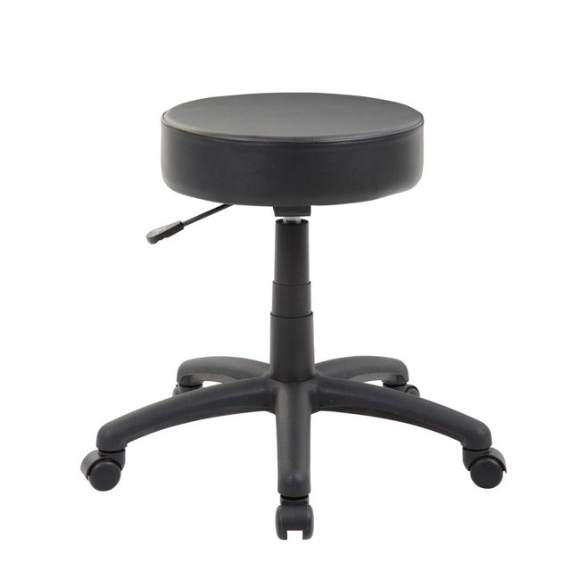 Boss Office Products Dot Faux Leather Swivel Drafting Stool in Black
