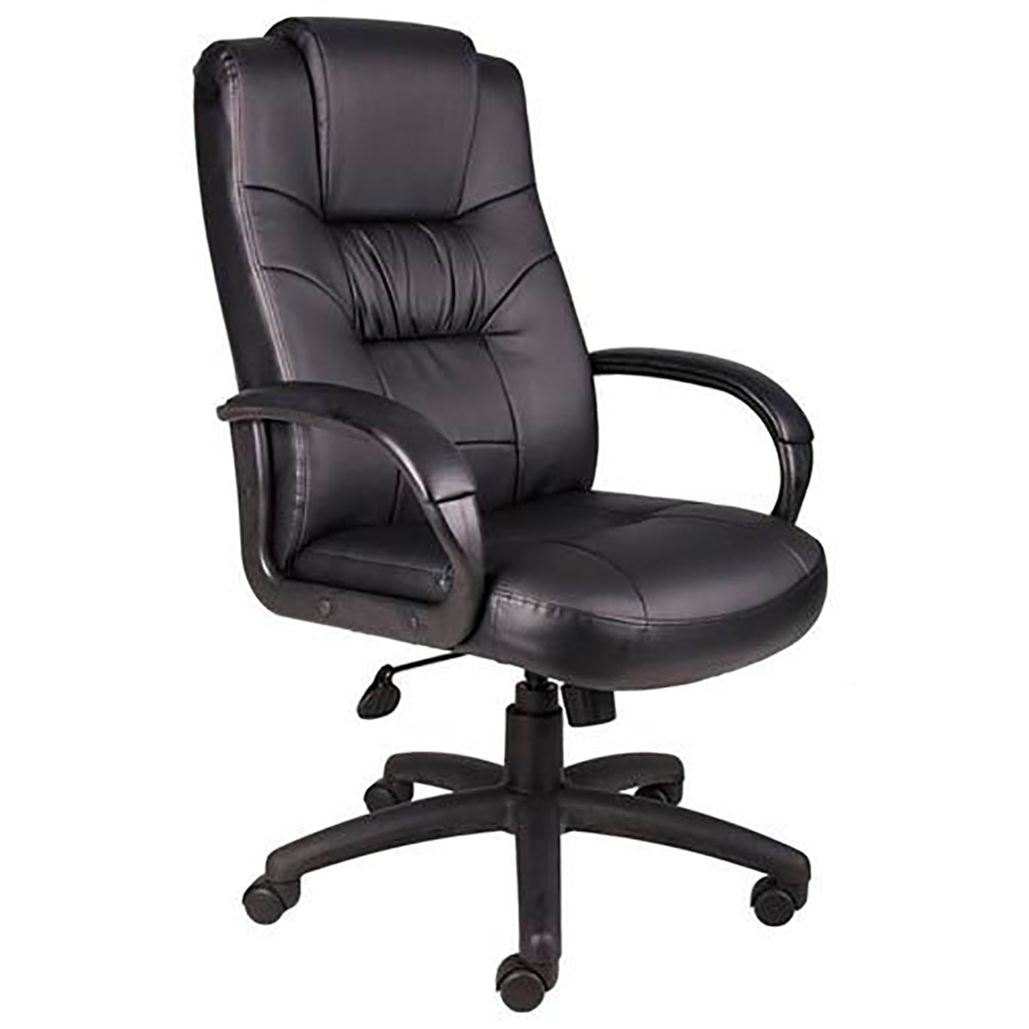 Executive Office Chair with Arms - Leather - High Back, Black