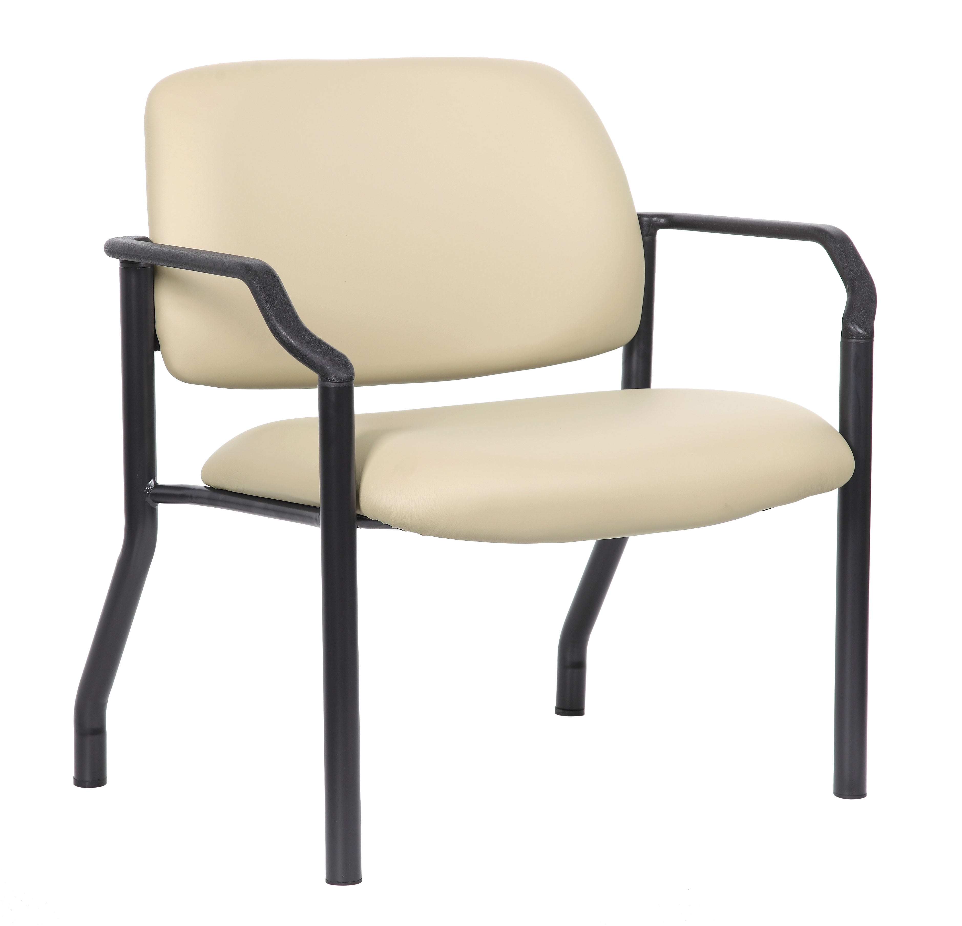 Boss Office Products Big and Tall Vinyl 500 lb. Weight Capacity Guest Armchair, Beige