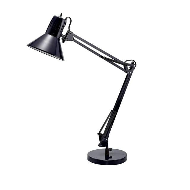Adjustable Black Metal LED Desk Lamp with Swing Arm