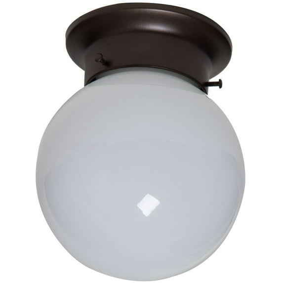 Boston Harbor Single Light Ceiling Fixture, 120 V, 60 W, 1-Lamp, A19 or CFL Lamp, Bronze Fixture