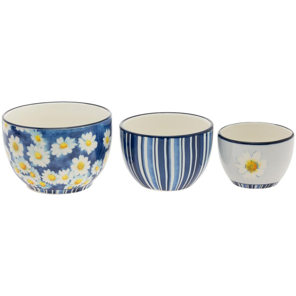 Boston International Ceramic Bowls Nesting Prep Serving Bowl Set, 3 Sizes, Agnetha