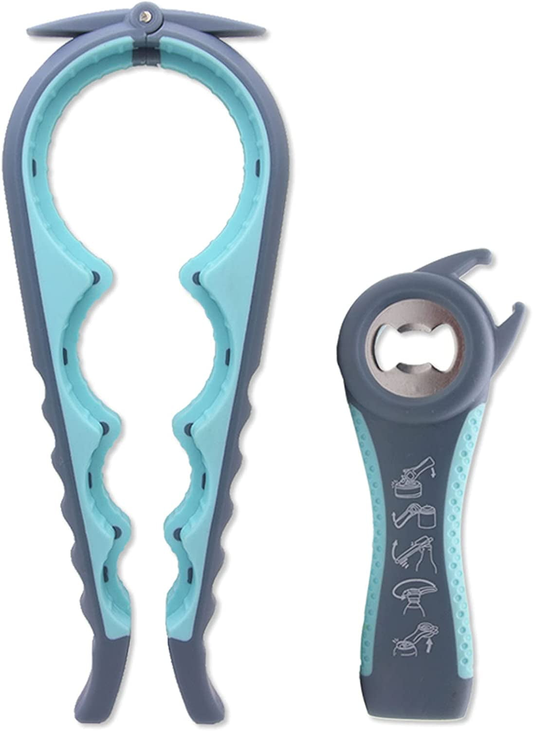 Bottle Opener for Arthritic Hand,Jar Opener for Old People, Children, Women, Those with Weak Hands,Multifunctional Kitchen Gadgets (02-Blue)