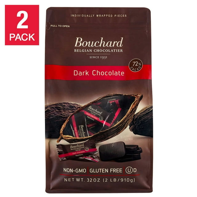 Bouchard Belgian Dark Chocolate 72% Cacao Vegan Gluten-Free 32 oz Bag