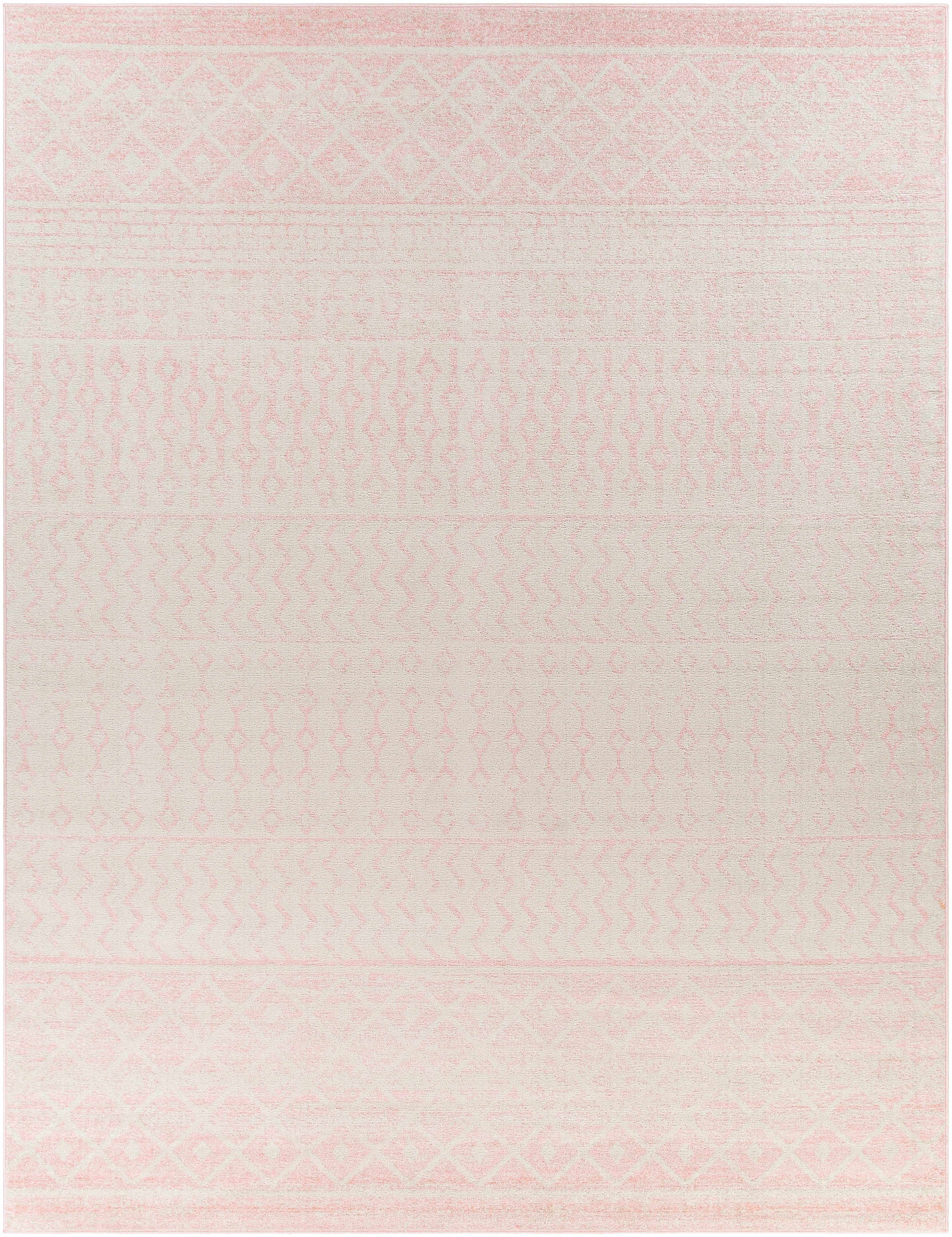 BoutiqueRugs Blush & Light Pink Collection Keizer Farmhouse Moroccan Geometric Large Area Rug - Boho Aztec Tribal Carpet for Living Room - Blush, Pink, Cream, Light Gray - 7'10" x 10' (8x10 Area Rug)