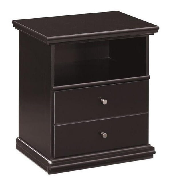 Bowery Hill 1 Drawer Wood Nightstand in Black