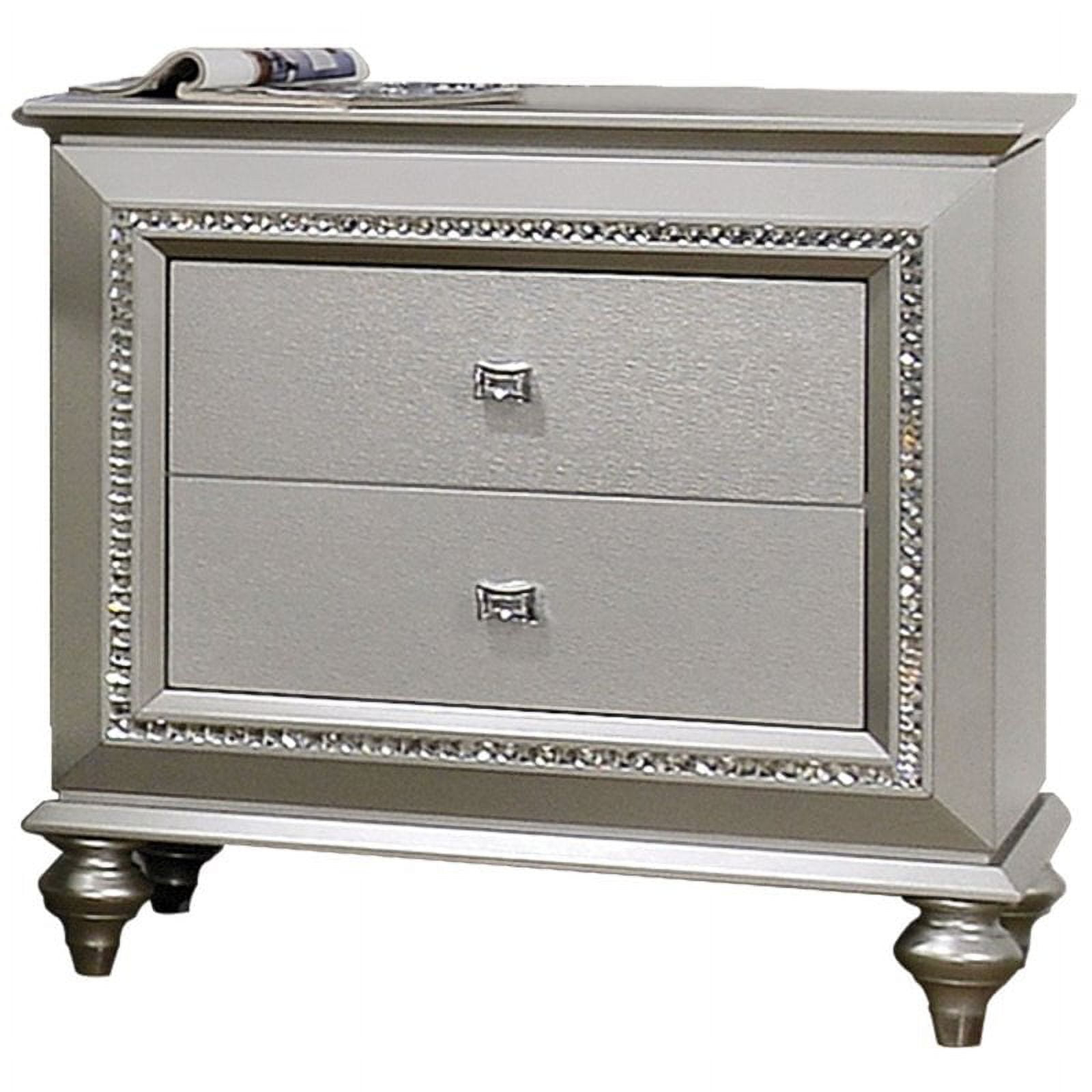 ACME Kaitlyn 2-Drawer Wooden Nightstand in Champagne White