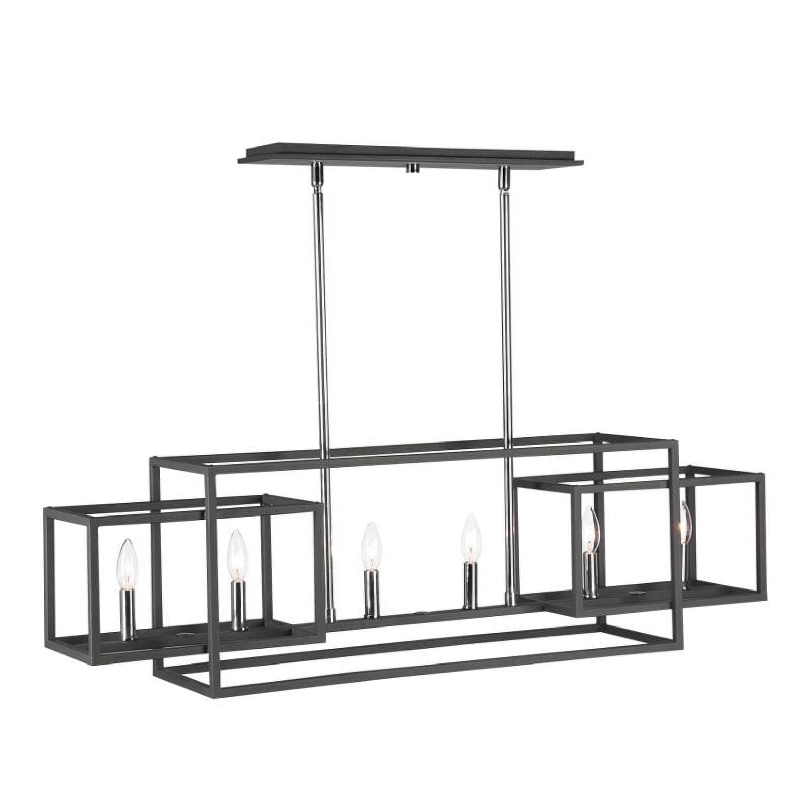Bowery Hill 6 Light Rectangular Chandelier in Polished Nickel