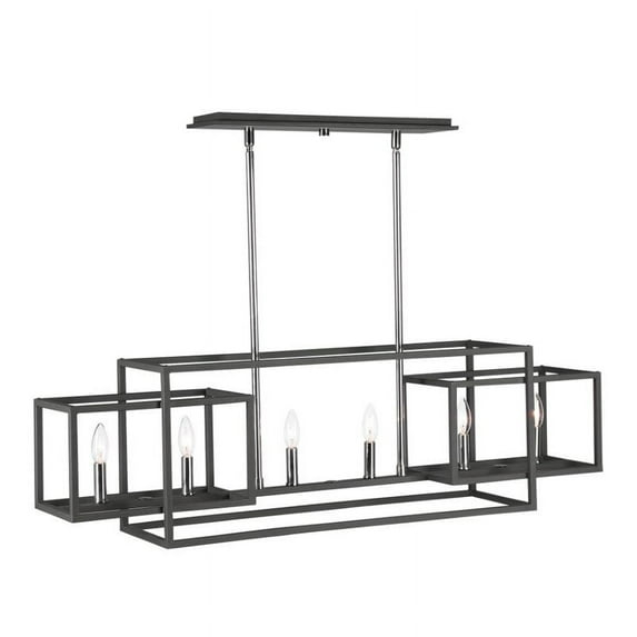 Bowery Hill 6 Light Rectangular Chandelier in Polished Nickel