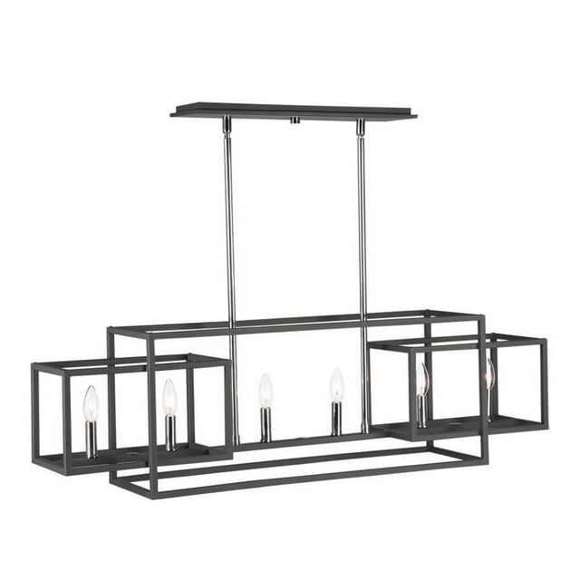 Bowery Hill 6 Light Rectangular Chandelier in Polished Nickel