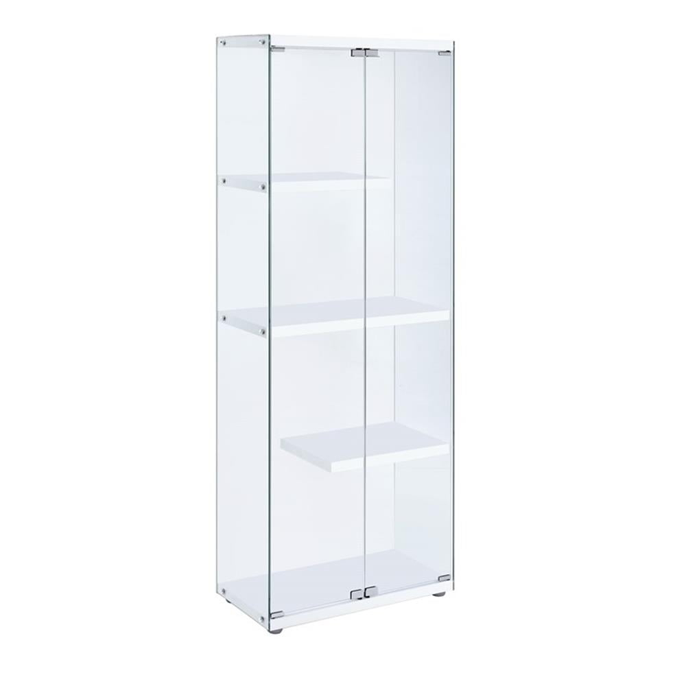 Bowery Hill 68"H Contemporary 3-Shelf Glass Display Cabinet in Clear