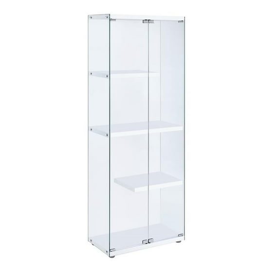 Bowery Hill 68"H Contemporary 3-Shelf Glass Display Cabinet in Clear