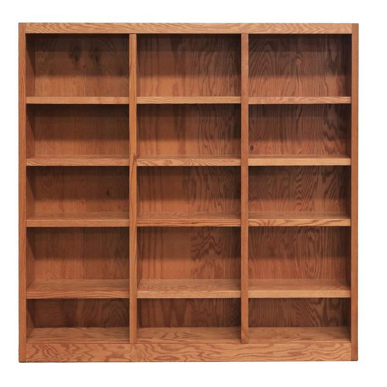 Bowery Hill 72" Tall 15-Shelf Triple Wide Wood Bookcase in Dry Oak