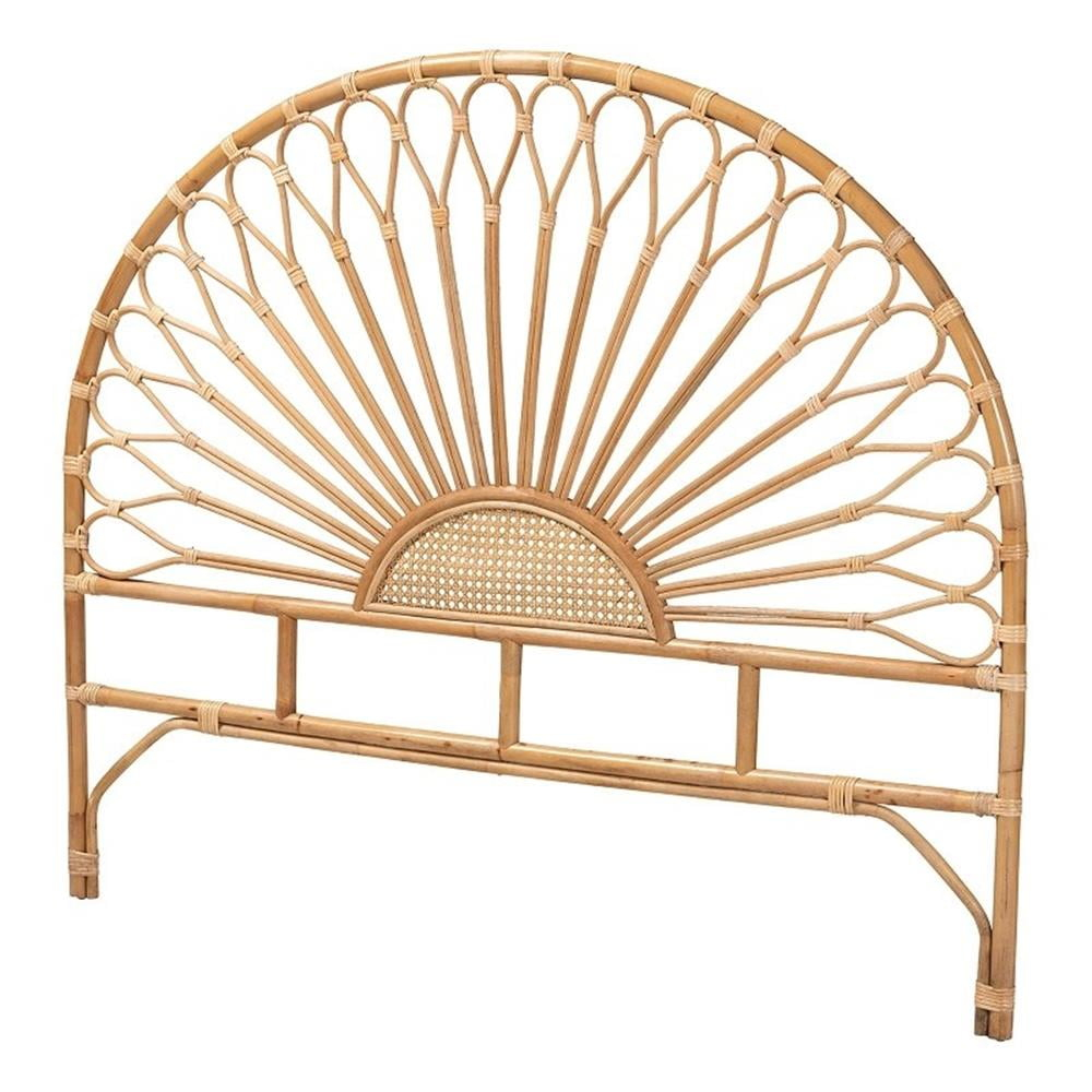 bali & pari Bohemian Natural Brown Rattan Queen Size Standalone Headboard