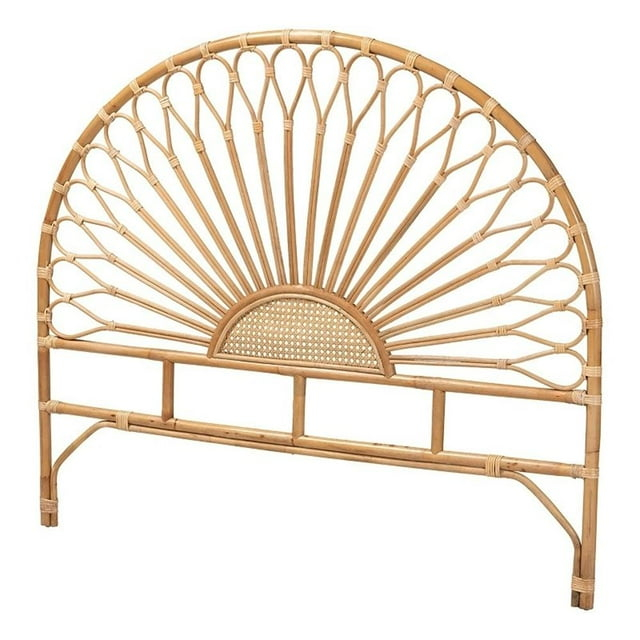 bali & pari Bohemian Natural Brown Rattan Queen Size Standalone Headboard