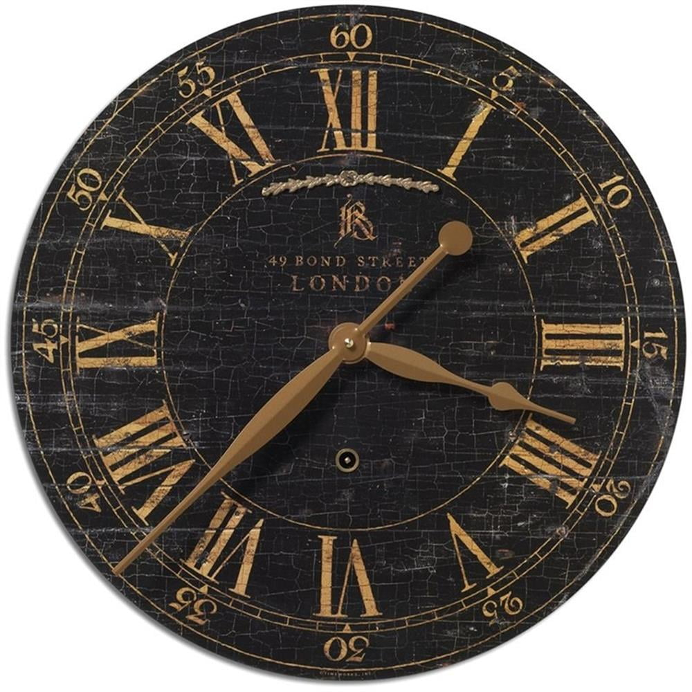 Uttermost Bond Street Black 18" Wide Round Wall Clock