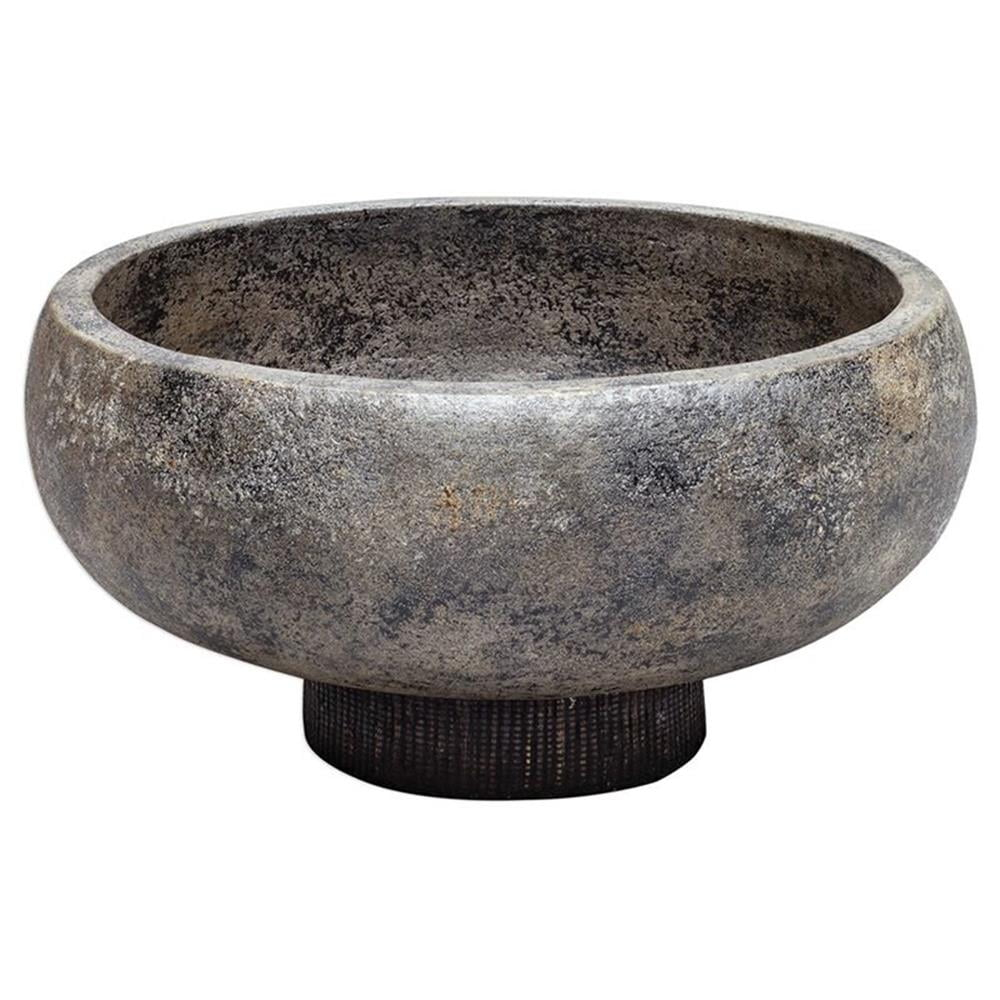 Bowery Hill Contemporary Decorative Bowl in Aged Black and Gold