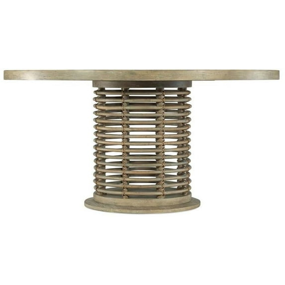 Bowery Hill Contemporary Dining Room 60in Rattan Round Dining Table