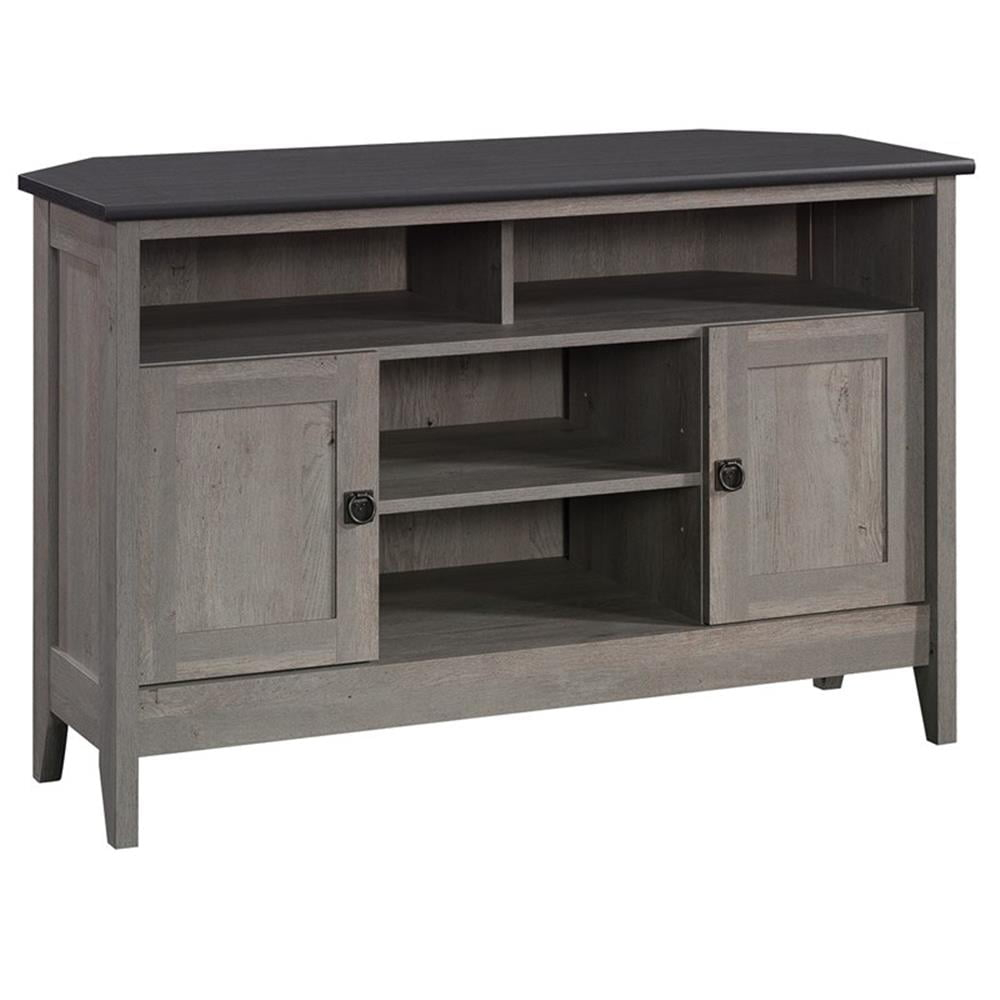 Bowery Hill Engineered Wood Corner Entertainment Stand in Mystic Oak