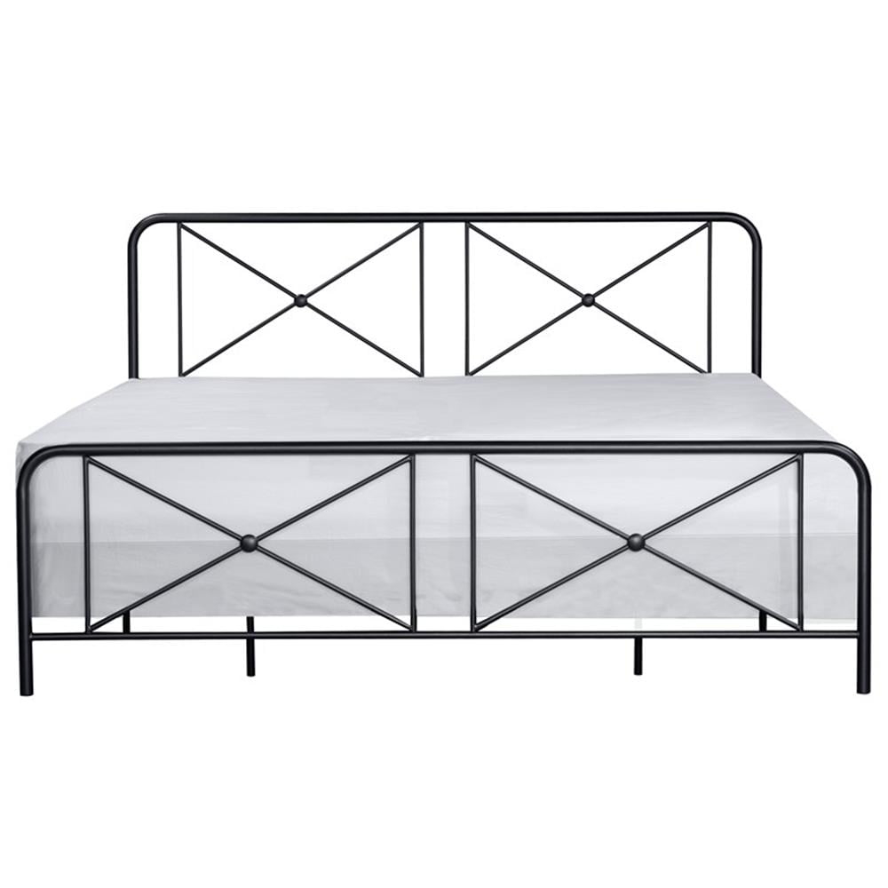 Hillsdale Furniture Williamsburg Geometric Design Metal King Bed, Black Sparkle
