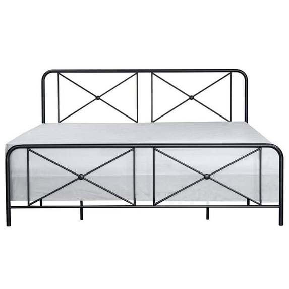 Hillsdale Furniture Williamsburg Geometric Design Metal King Bed, Black Sparkle