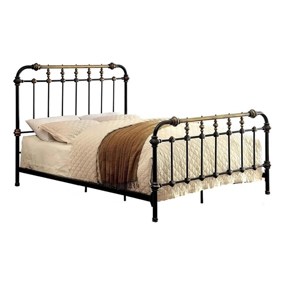 Bowery Hill King Size Spindle Bed in Metal in Black - Easy Assembly