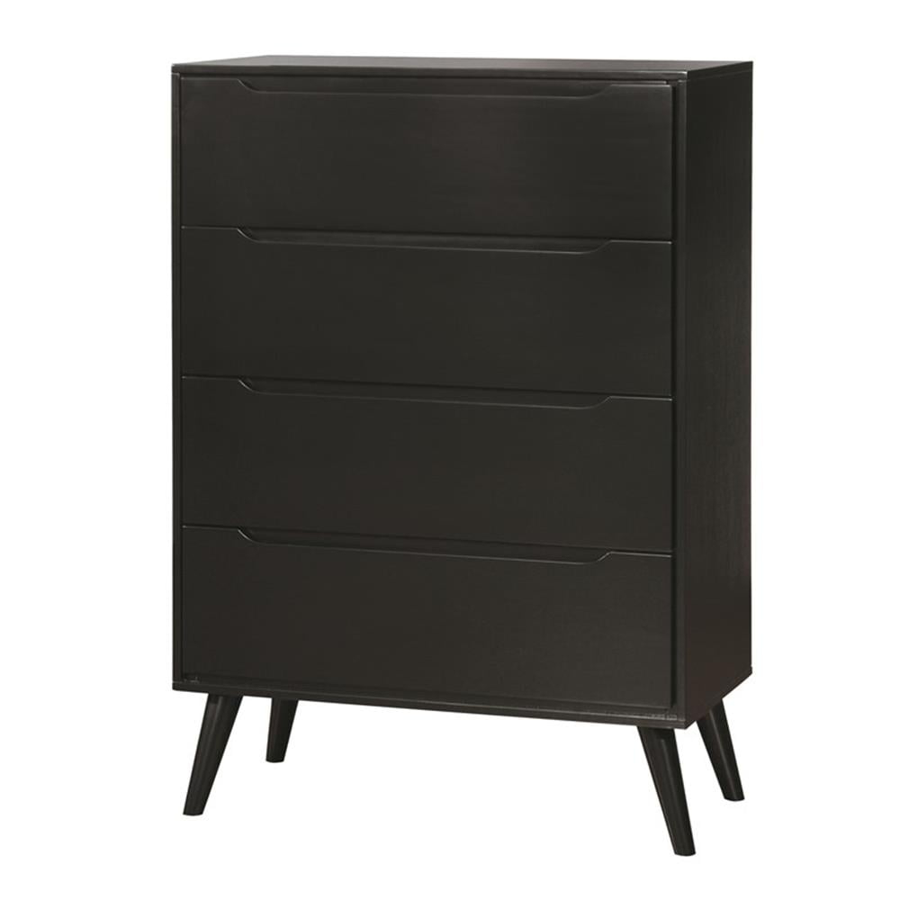 Furniture of America Belkor Mid-Century Modern Wood 4-Drawer Chest in Black