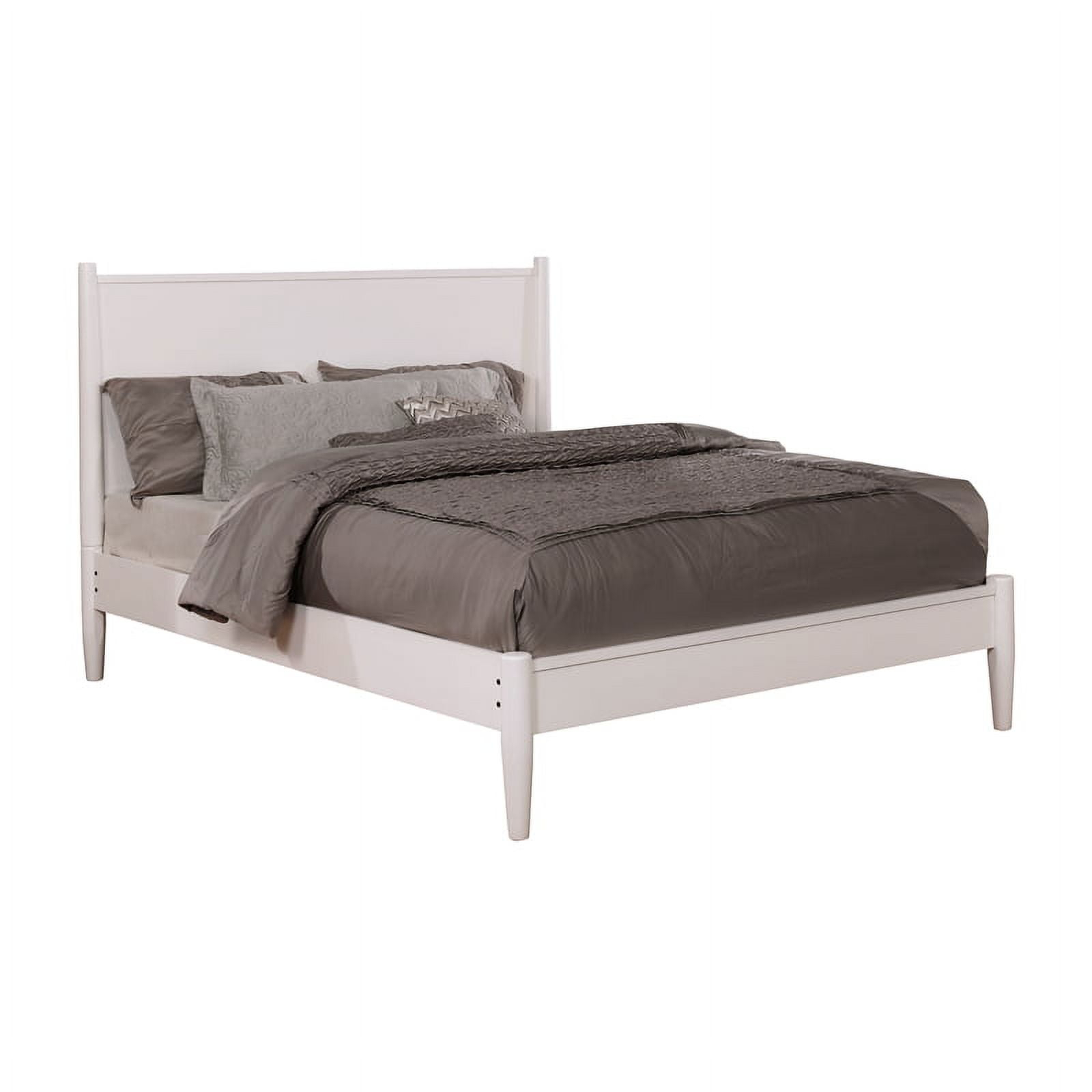 Bowery Hill Mid-Century Solid Wood King Platform Bed in White