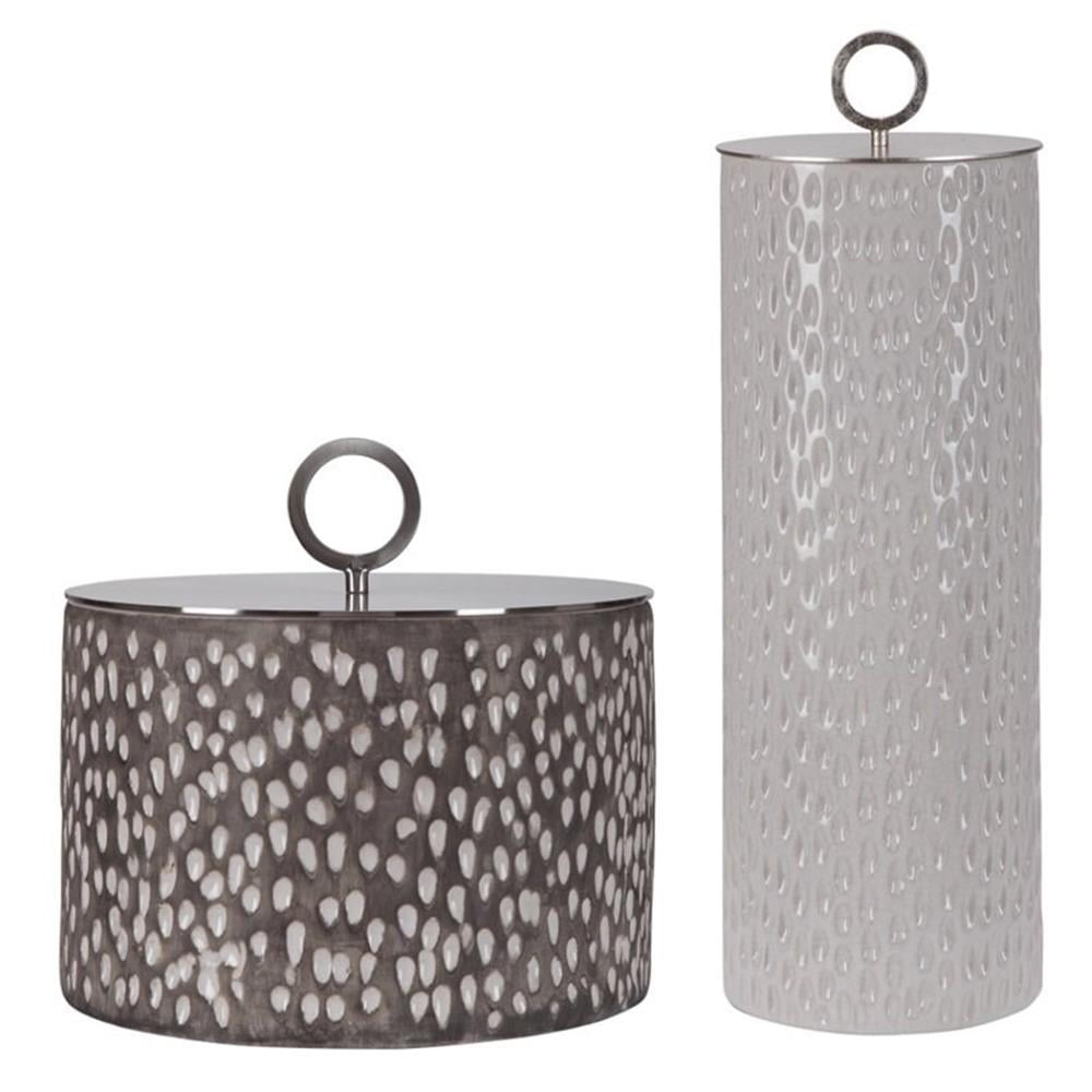 Bowery Hill Modern Ceramic Container in Off White (Set of 2)