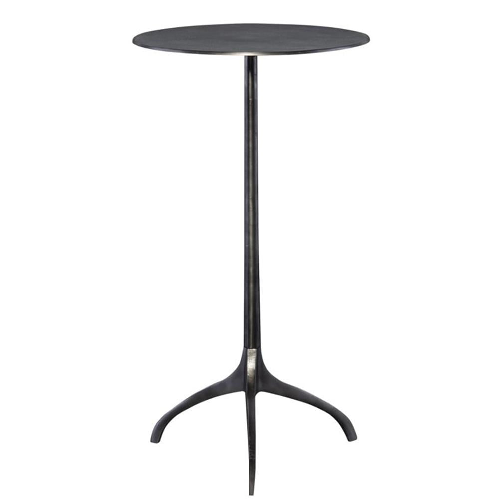 Uttermost Modern Nickel Cast Aluminum Round Accent Table 14" Wide Silver Tripod Legs Living Room Bedroom Bedside Entryway House