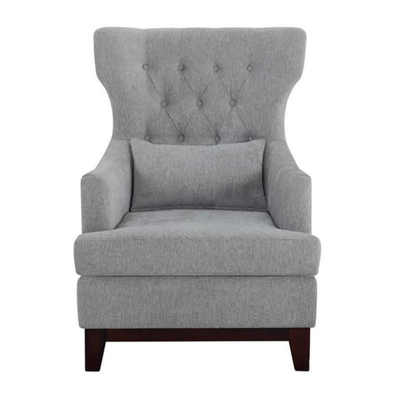 Bowery Hill Modern Upholstered Wingback Chair in Light Gray Finish