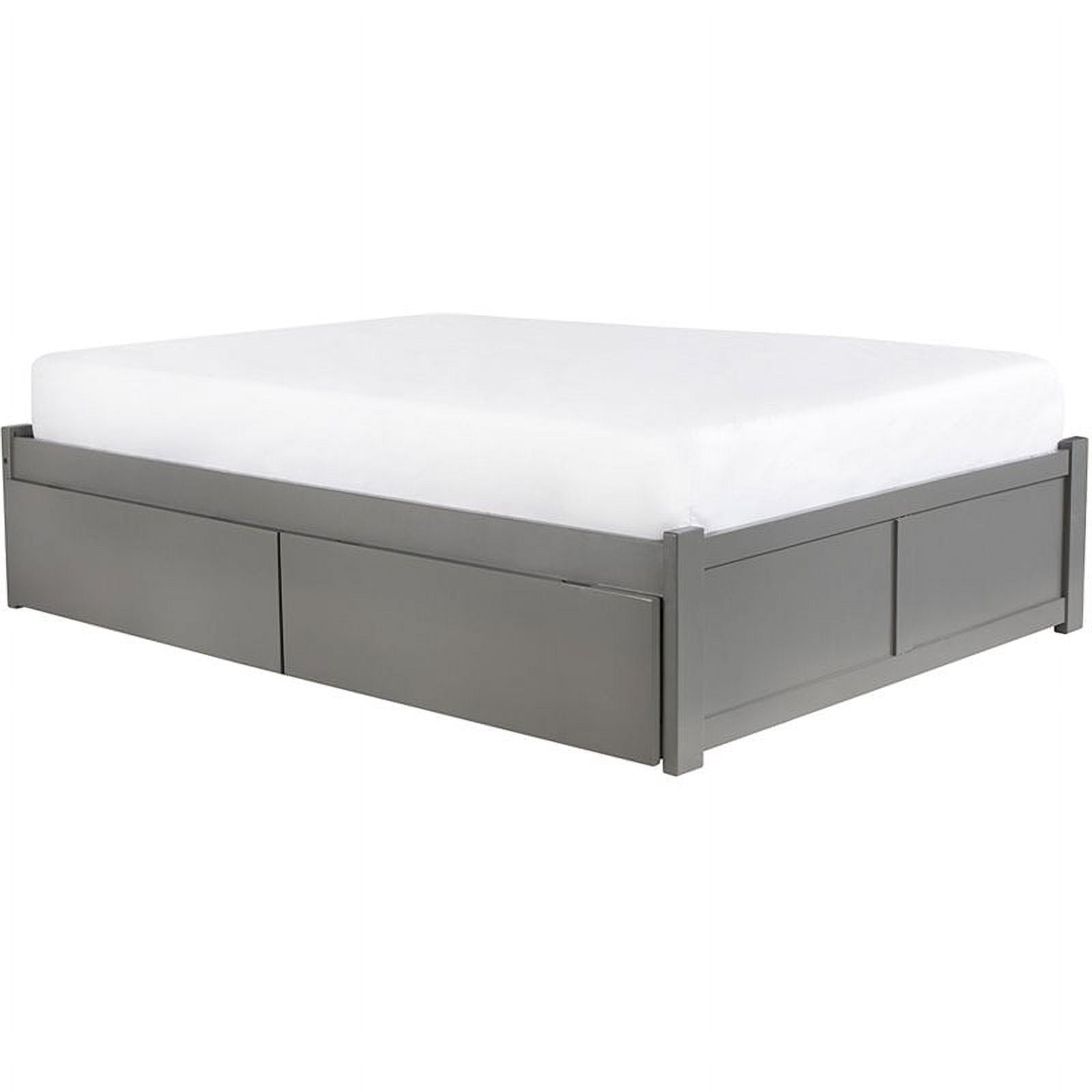 Bowery Hill Modern Wood King Bed with Storage Drawers in Gray