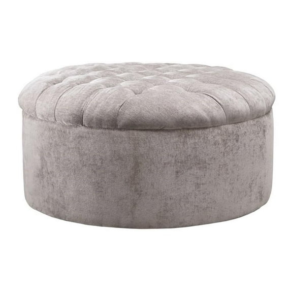Signature Design by Ashley Contemporary Carnaby Oversized Accent Ottoman Chenille Linen