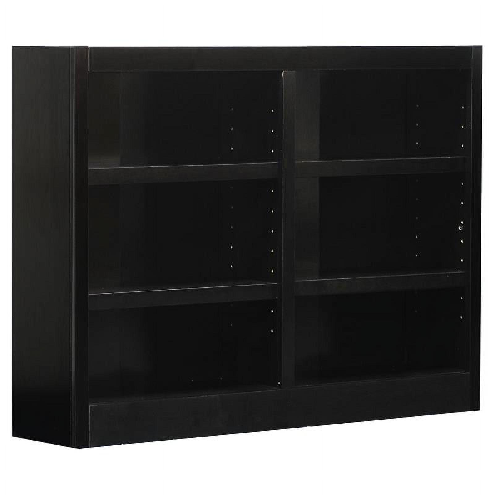 Bowery Hill Traditional 36" Tall 6-Shelf Double Wide Wood Bookcase in Espresso