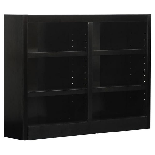 Bowery Hill Traditional 36" Tall 6-Shelf Double Wide Wood Bookcase in Espresso