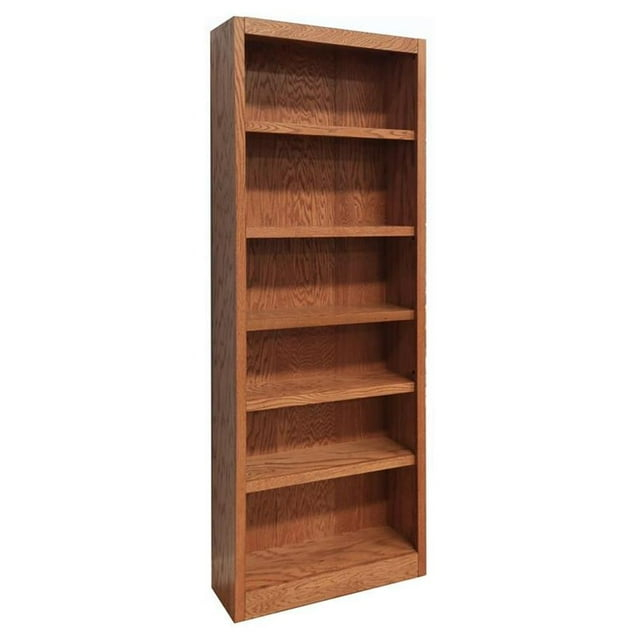 Bowery Hill Traditional 84" Tall 6-Shelf Wood Bookcase in Dry Oak