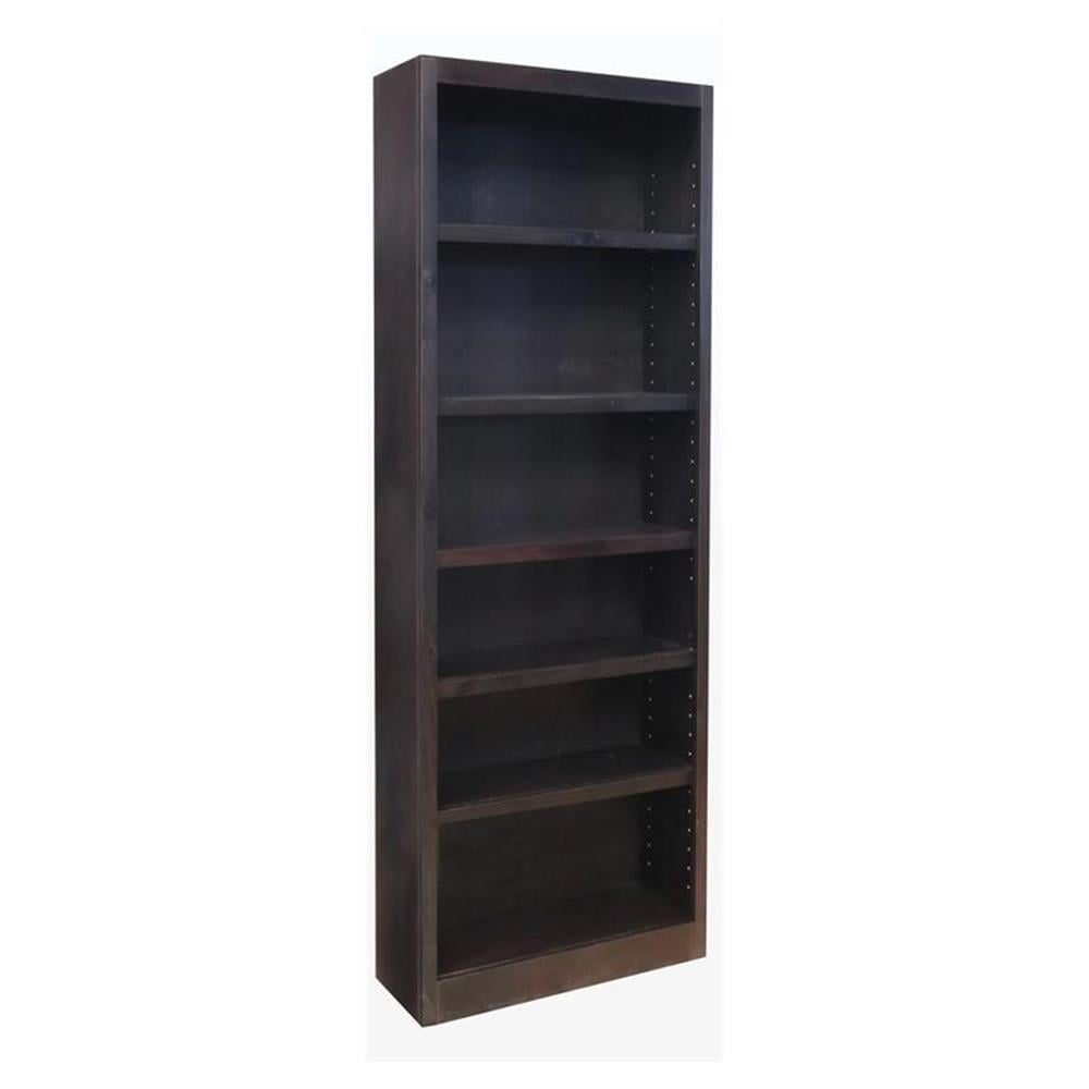 Concepts in Wood 6 Shelf Wood Bookcase, 84 inch Tall - Espresso Finish