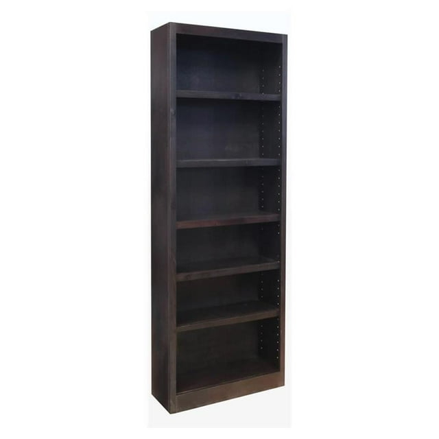Concepts in Wood 6 Shelf Wood Bookcase, 84 inch Tall - Espresso Finish