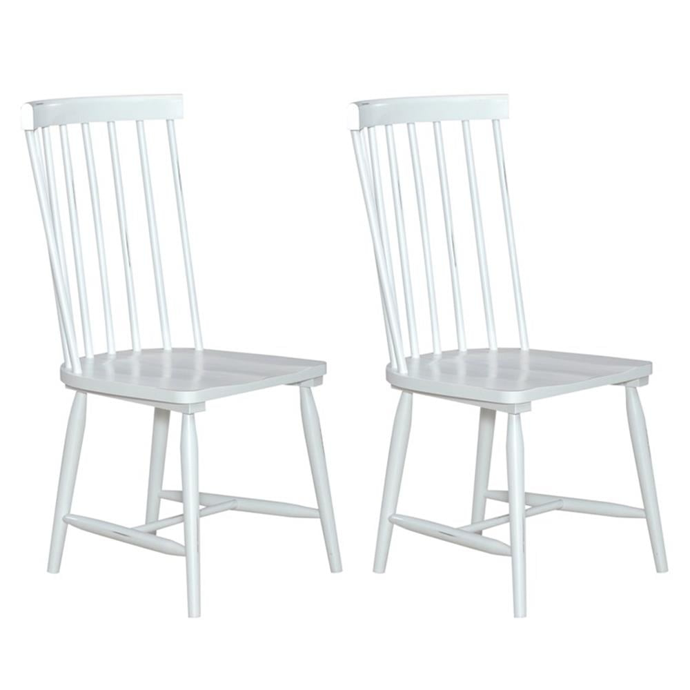Bowery Hill Traditional Wood Cottage Spindle Back Side Chair - White - Set of 2
