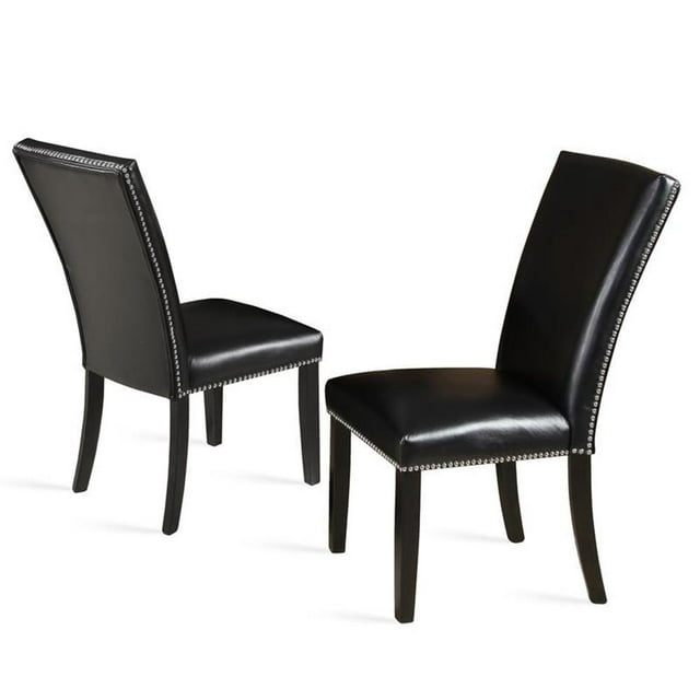 Bowery Hill Transitional Upholstery Side Chair in Black Finish (Set of 2)