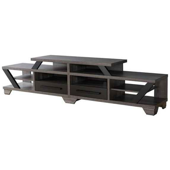 Bowery Hill Transitional Wood TV Stand for TVs up to 82" in Distressed Gray