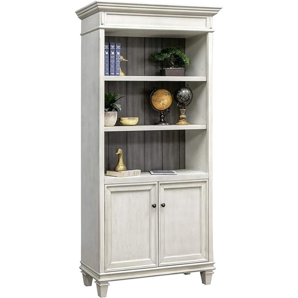 Hartford Wood Bookcase With Doors Storage Cabinet Office Shelves White