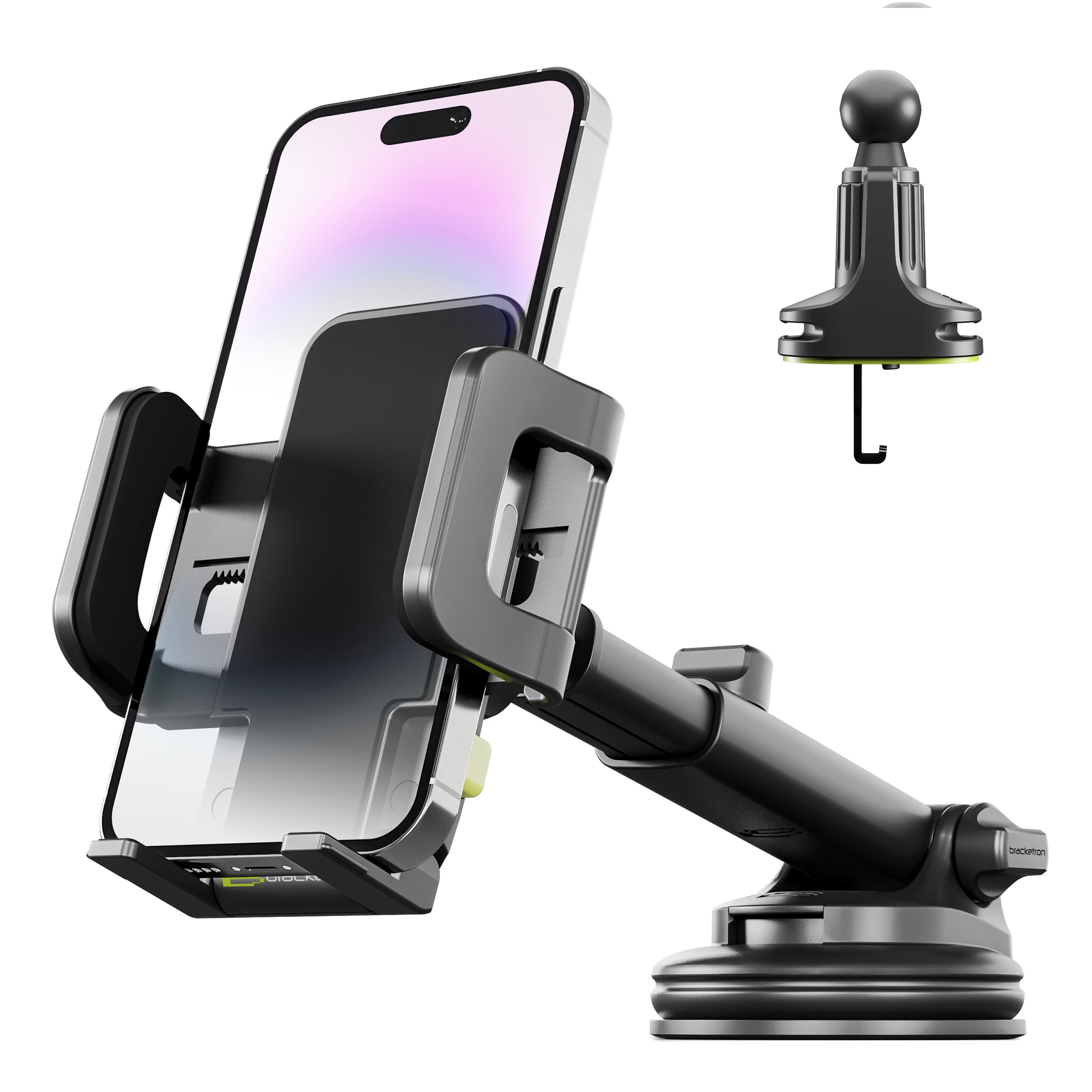 Bracketron TripGripXT Dashboard, Windshield & Vent Extendable Cell Phone and GPS Mount for Car Suction Cup Phone Holder for Home and Office